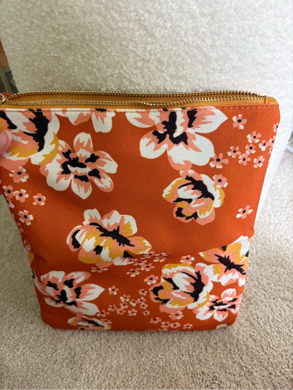 Rachel Zoe Orange Floral Zip Pouch